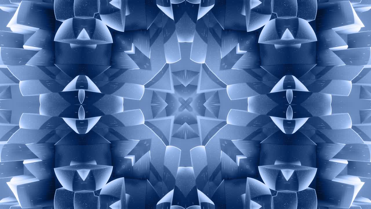 3d abstract shape like star or flower, symmetrical structure of black blue velvet material interspersed with sequins, smoothly cyclical changes shapes. Stylish soft matte background, smooth animation.