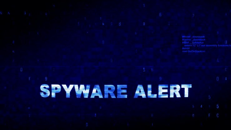 Spyware Alert Text Digital Noise Twitch Glitch Distortion Effect Error Loop Animation.