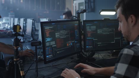 team of programmers working in a modern office