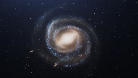 spiral galaxy colorfully flying past stars in universe