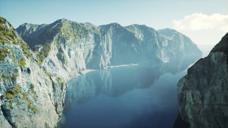 stunning aerial view of a secluded coastal bay