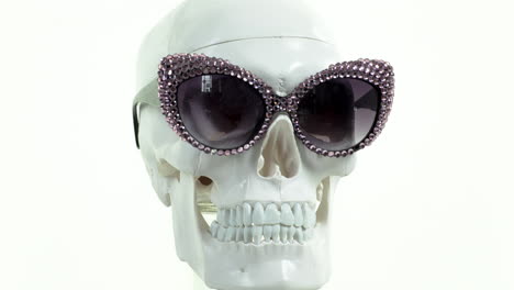 human skull with sunglasses