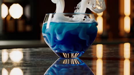 stunning blue cocktail with whipped foam