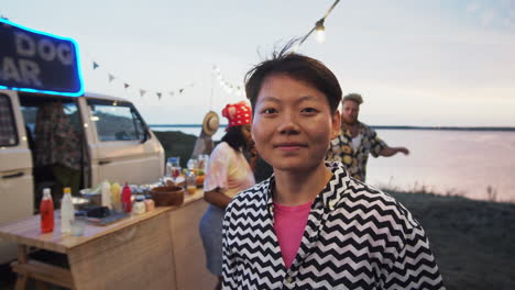 portrait of young asian woman on summer festival