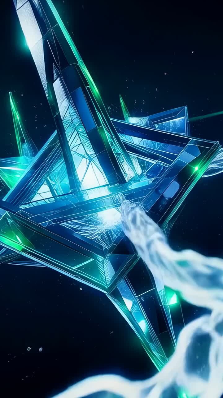 Vertical video: Entering ribbon spurring star rotating and weaving through space, revealing facets