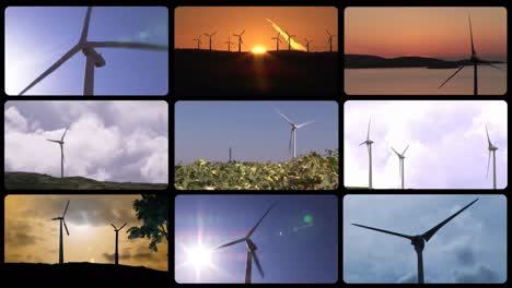 montaje en 3d que presenta el concepto de energía eólica