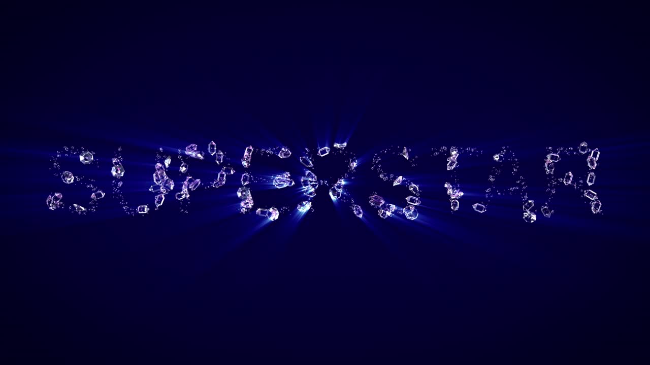 슈퍼스타 - 빛의 광선으로 다이아몬드의 텍스트, 고립 - 루프 비디오