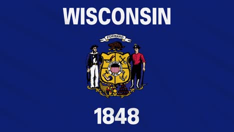 la bandera de wisconsin flota en el viento, bucle para el fondo
