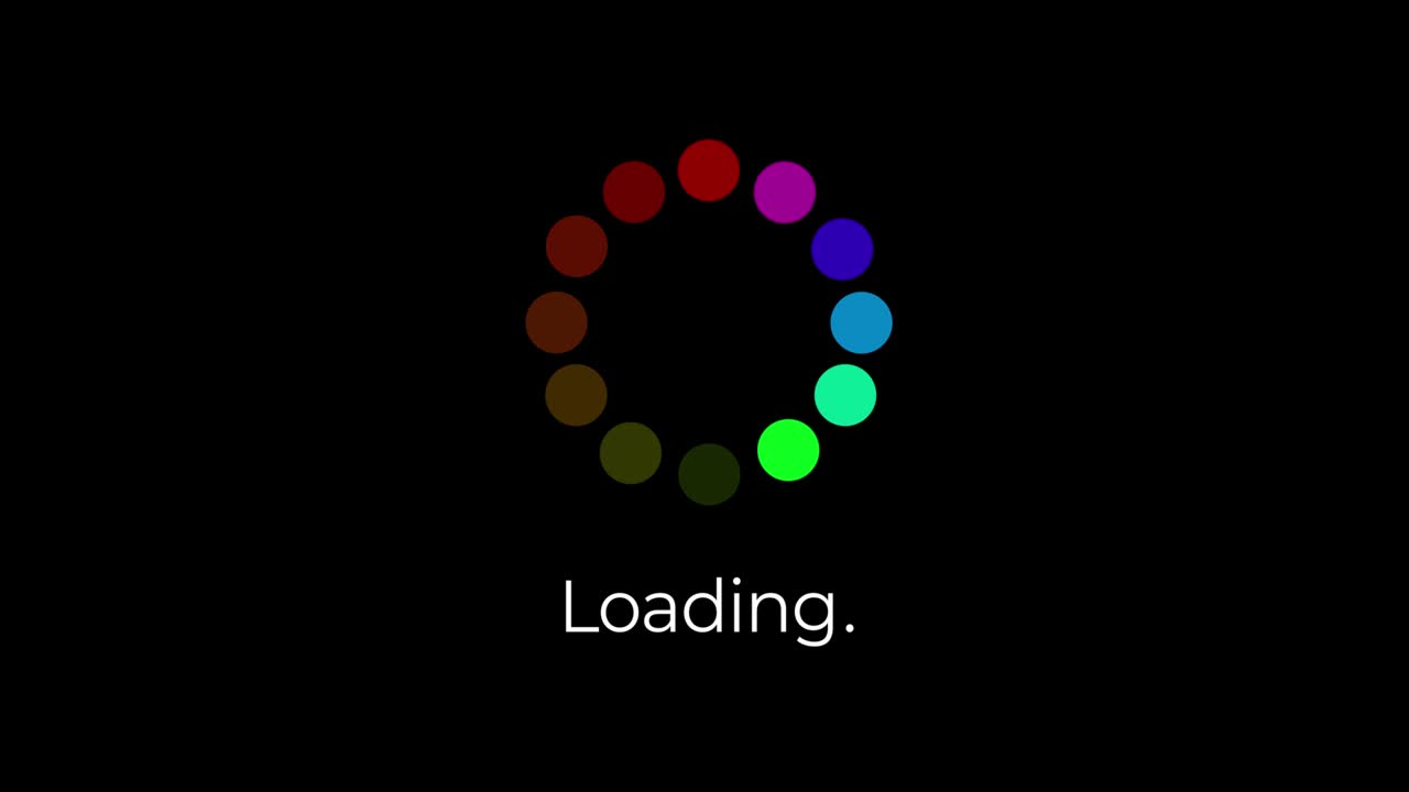 Colorful Loading Icon Animation isolated on a black background. Interface Buffering. 4K