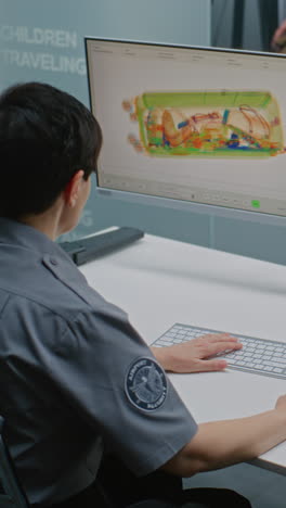 Airport Security Officer Scanning Luggage