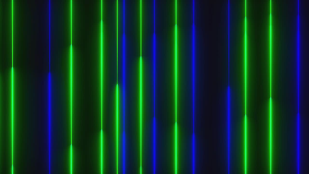Many vertical neon lighting lines, abstract computer generated backdrop, 3D render