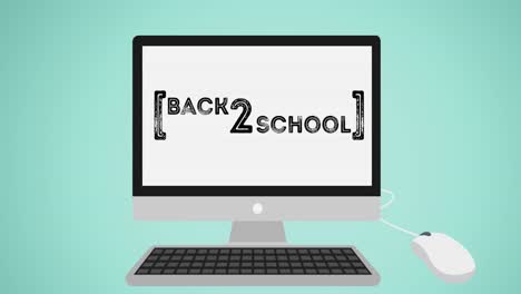 Animation-Des-Textes-„Zurück-Zur-Schule“-Auf-Dem-Computer-Auf-Grünem-Hintergrund