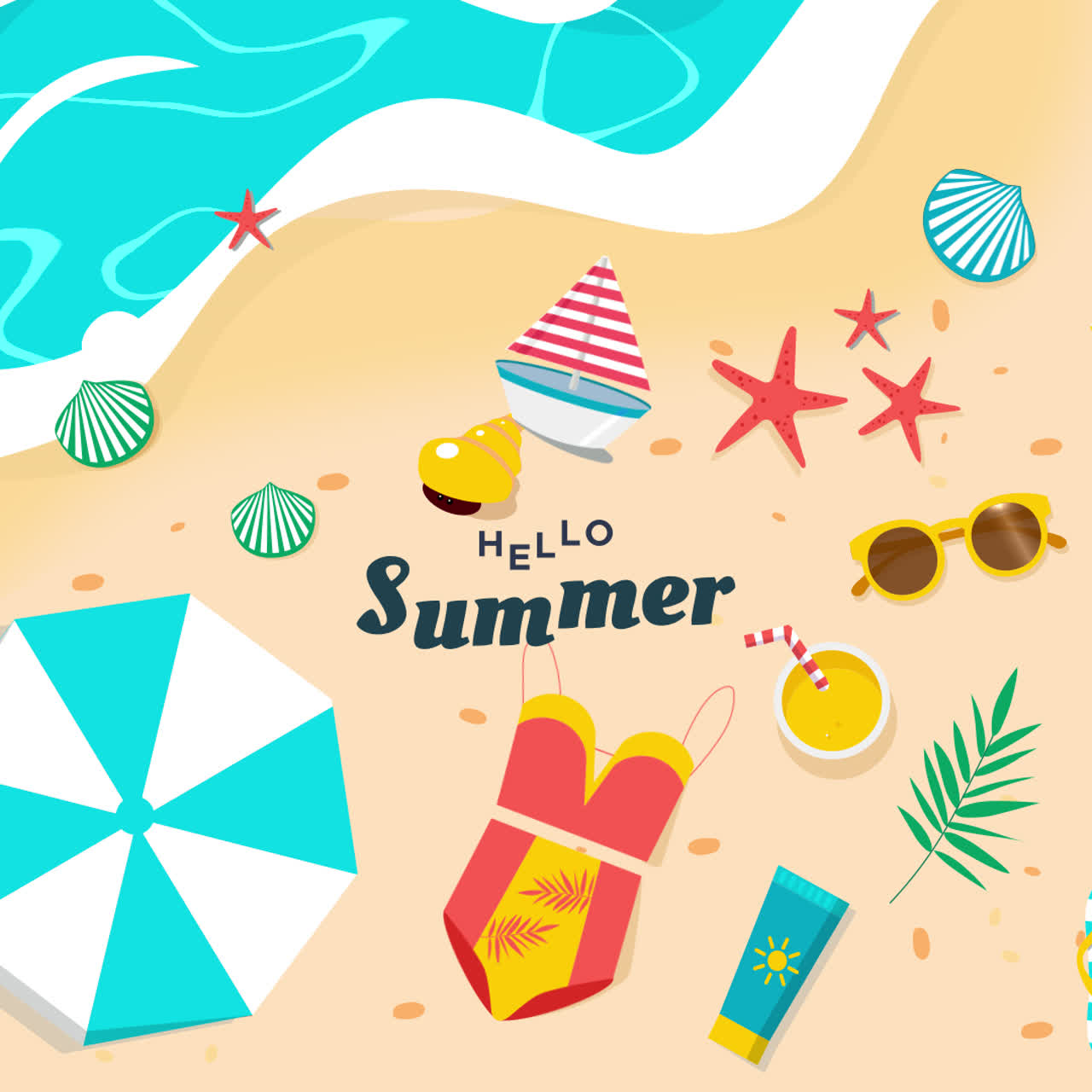 여름 해변 장면