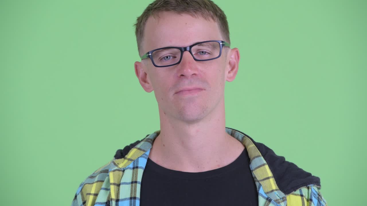 Portrait of nerd man with eyeglasses