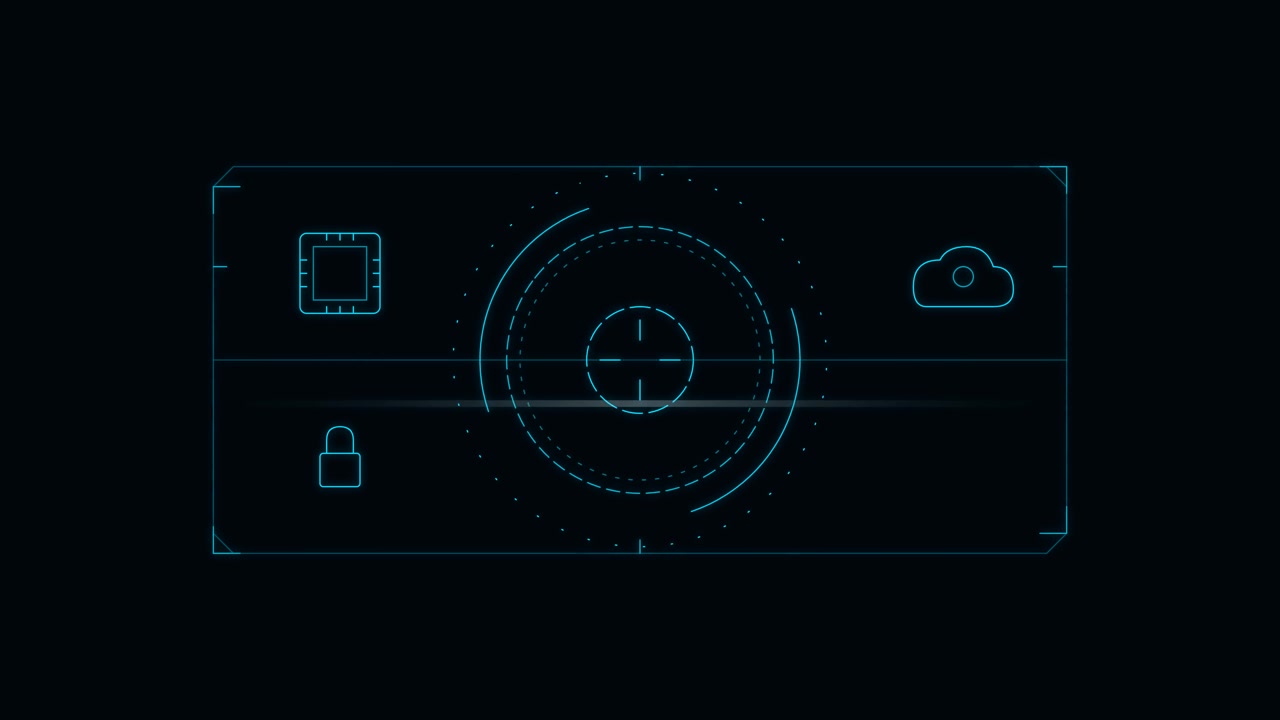 Digital HUD Interface with Scanning Target and Icons