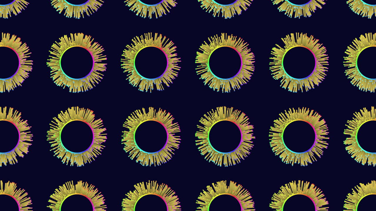 Digital pattern with fantasy neon spheres with dots and lines in dark space
