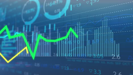 animación del procesamiento de datos financieros sobre un fondo oscuro