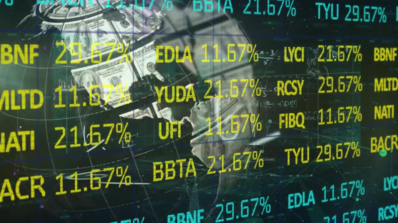 Digital Globe with Financial Data and US Dollar Texture