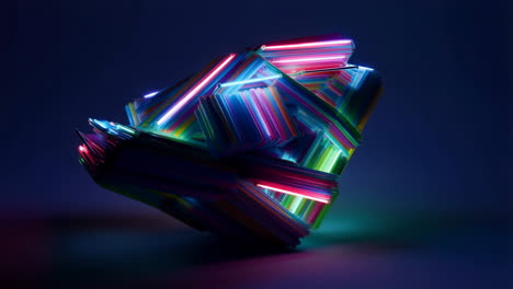 Abstract Geometric Structure with Neon Lights