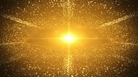 3d 4k abstract explosion gold lights sparkles lines speed of light. glowing light explodes.