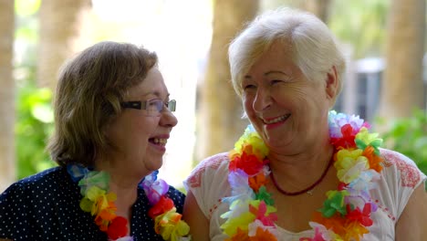 mujeres mayores felices divirtiéndose en las vacaciones en 4k cámara lenta 60 fps