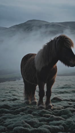 icelandic horse in a misty mountain landscape