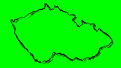 czech republic drawing outline map on green screen isolated whiteboard