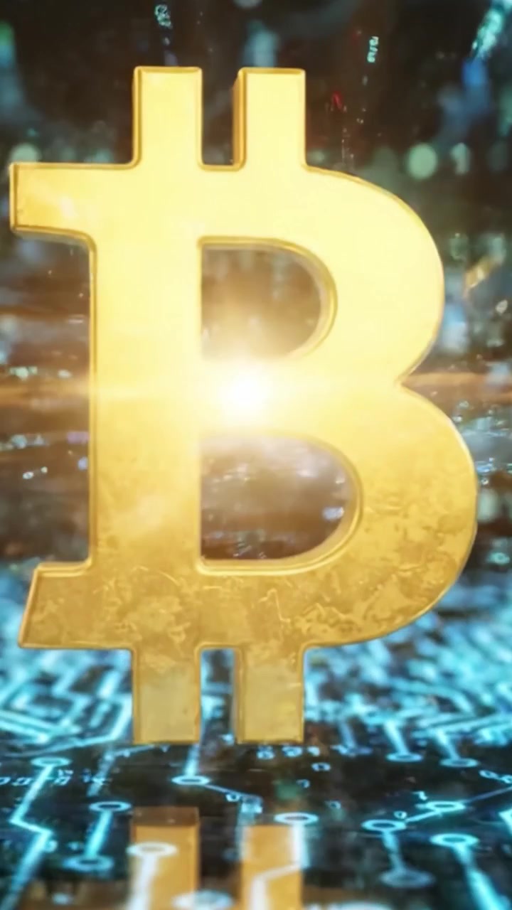 Um Símbolo Dourado Brilhante do Bitcoin em Meio a um Fundo Digital, Refletindo a Fusão de Criptomoeda e Inovações Tecnológicas no Cenário Financeiro Moderno