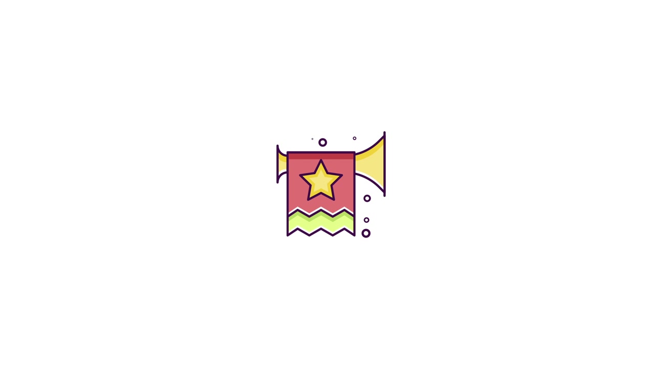 Animiertes Partyhorn-Symbol mit Konfetti auf weißem Hintergrund