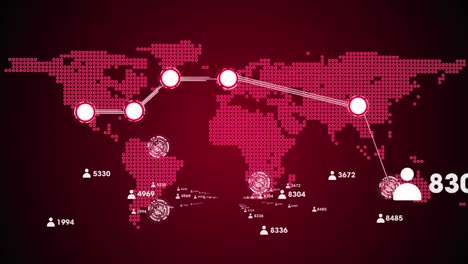 animación del mapa del mundo con redes de conexiones