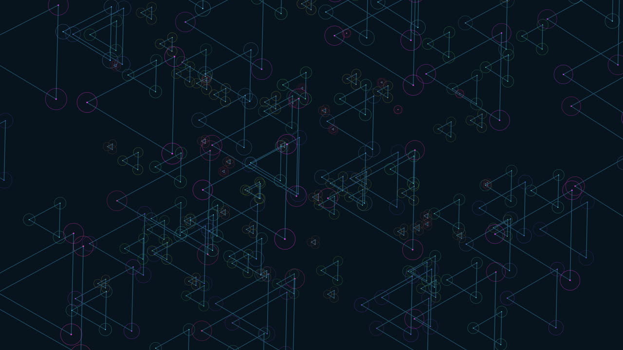 patrón triangular dinámico con colores vibrantes sobre un fondo negro