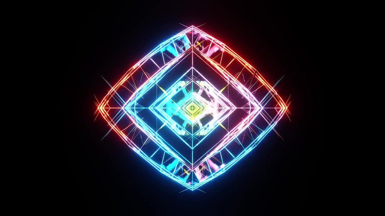 Dynamic change of reflected and iridescent multi-colored neon lights. It will be a great addition to music and holiday shows, as well as for creating VJ videos.