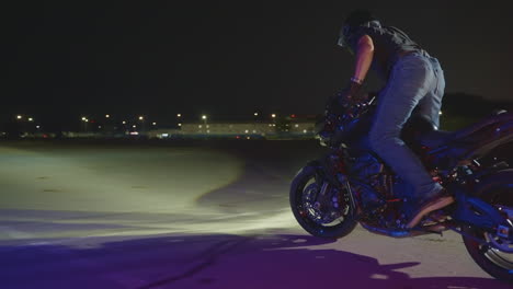 motorcycle stunt at night