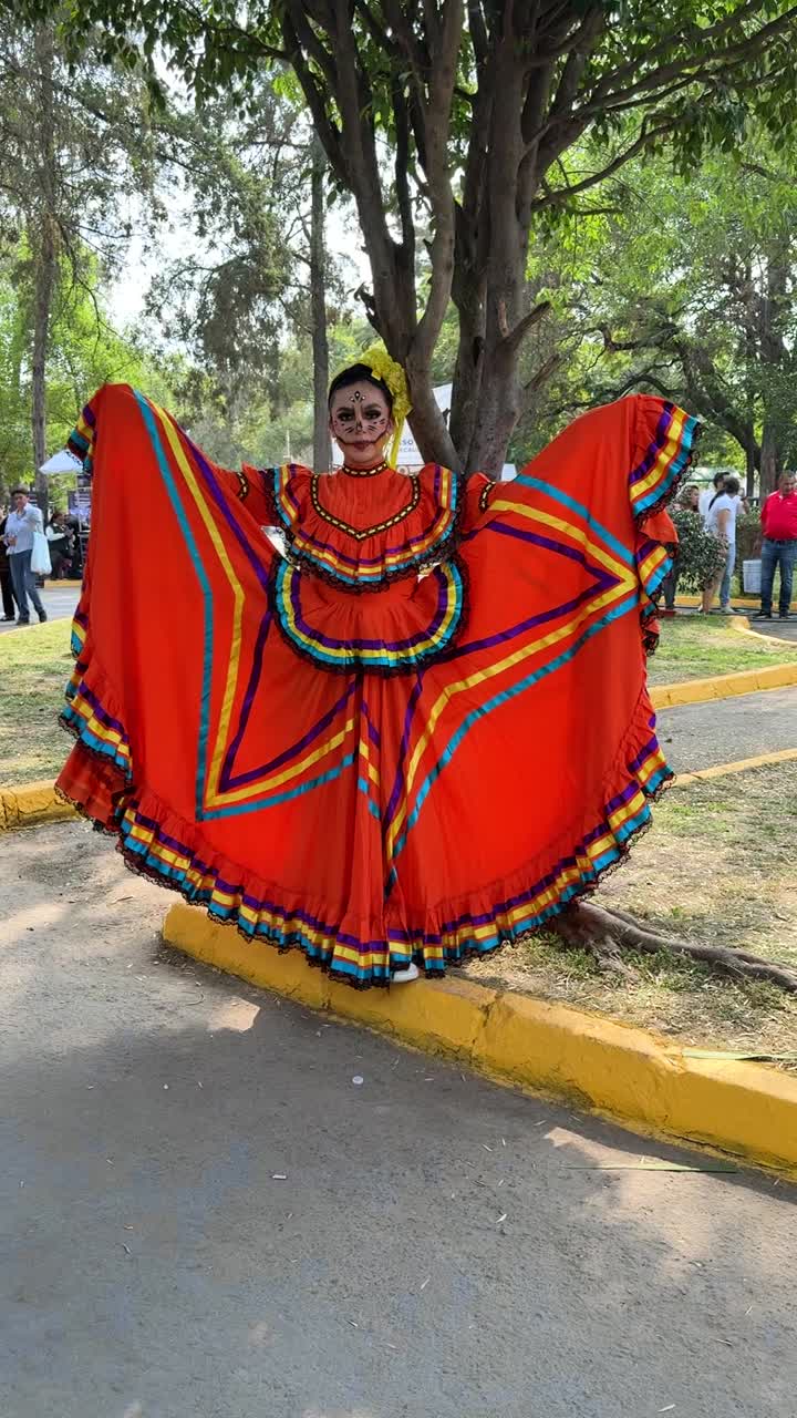 Girl in Traditional Catrina Costume for Day of the Dead