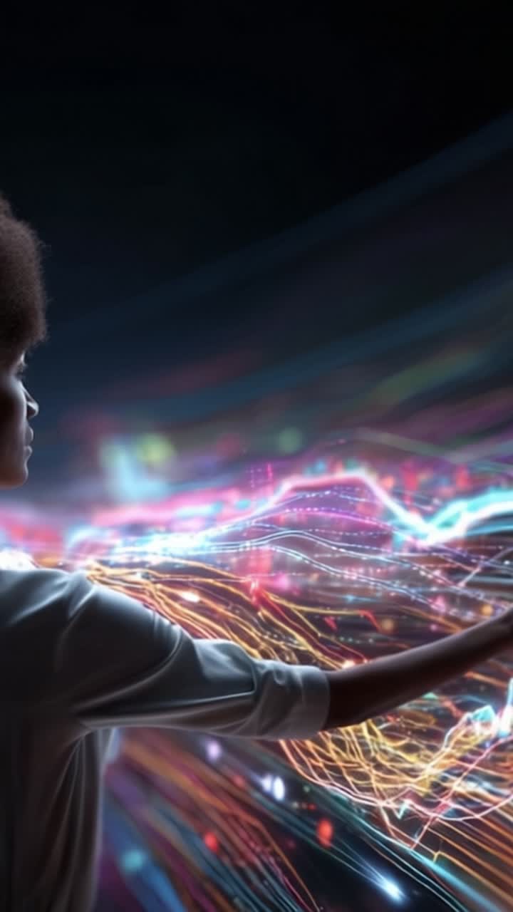 Uma Visualização Dinâmica de Dados Financeiros com Linhas Coloridas Abstratas Representando Tendências e Insights para uma Economia Digital Próspera e Tomada de Decisão Estratégica
