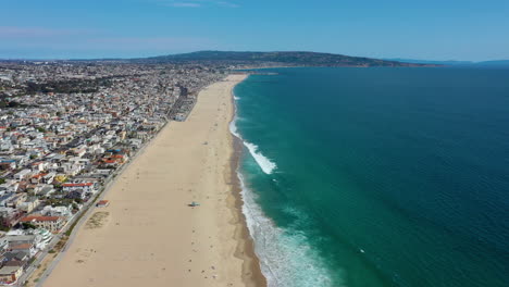 wide aerial shot of manhattan beach california usa