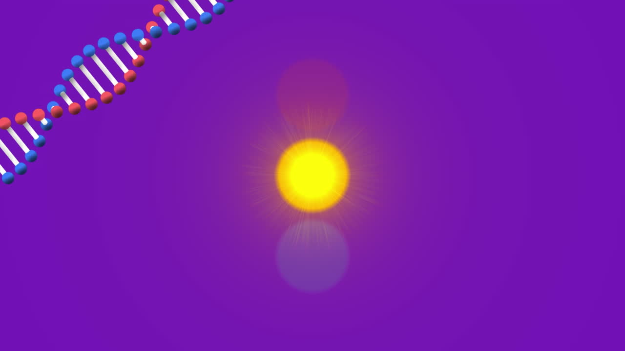 animación de puntos de luz sobre la cadena de adn