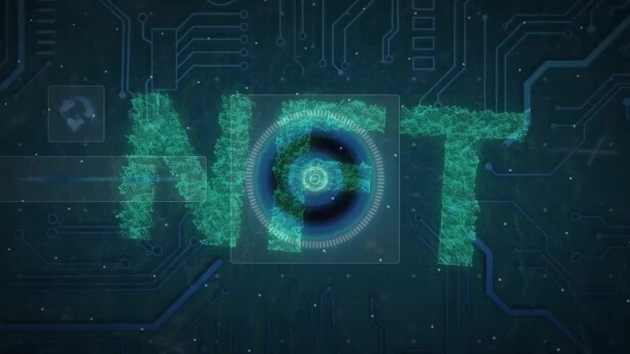 Animazione di testo NFT su scansione di portata ed elaborazione dati