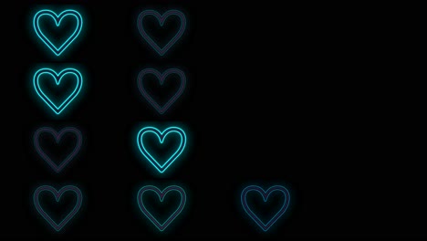 blue love hearts pattern with neon light