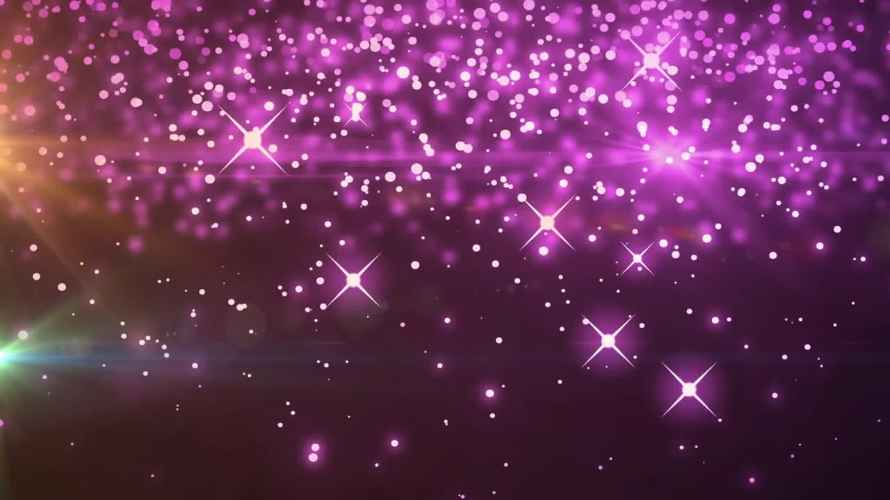 Animation of pink light spots over light trails on black background