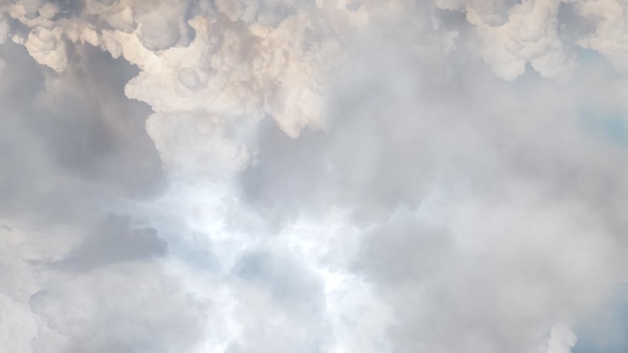 4k twilight sky and heavy storm inside thick white cumulonimbus clouds