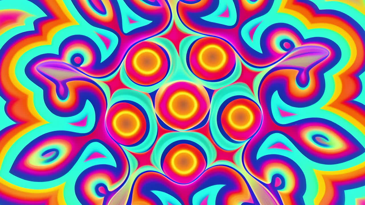 Colorful abstract patterns with swirling shapes and vibrant colors animation