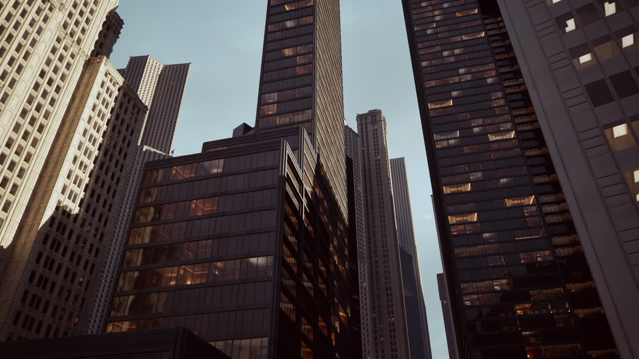 Urban giants embrace majestic skyscrapers towering side by side