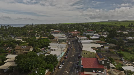 paia maui hawaii aerial v3 establishing shot low flyover town center along hana highway, scenic drive along north shore capturing charming coastal townscape - shot with mavic 3 cine - december 2022