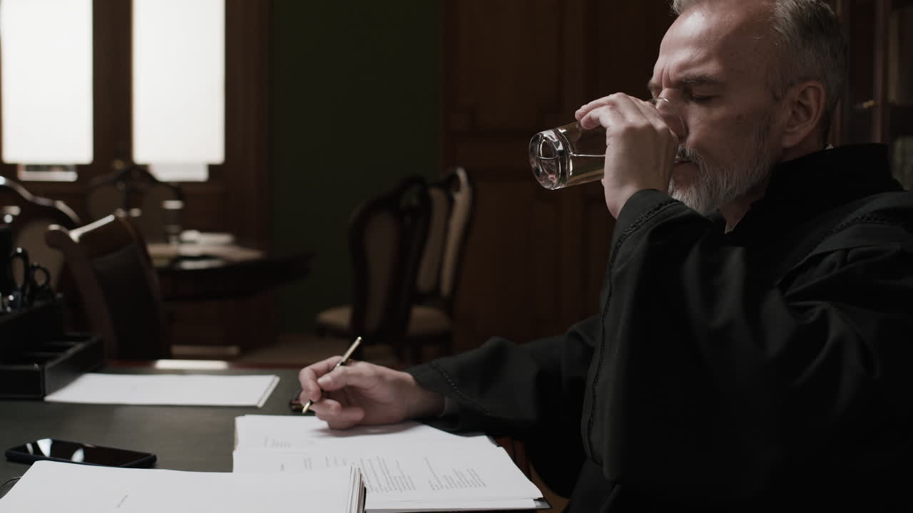 문서를 검토하는 판사