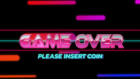 animation of game over text banner against gradient lines moving in seamless pattern