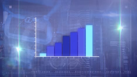 Statistische-Datenverarbeitung-Gegen-Digitale-Schnittstelle-Mit-Datenverarbeitung-Auf-Blauem-Hintergrund