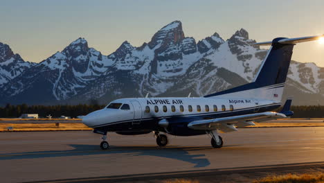 alpine air plane at grand teton national park sunrise