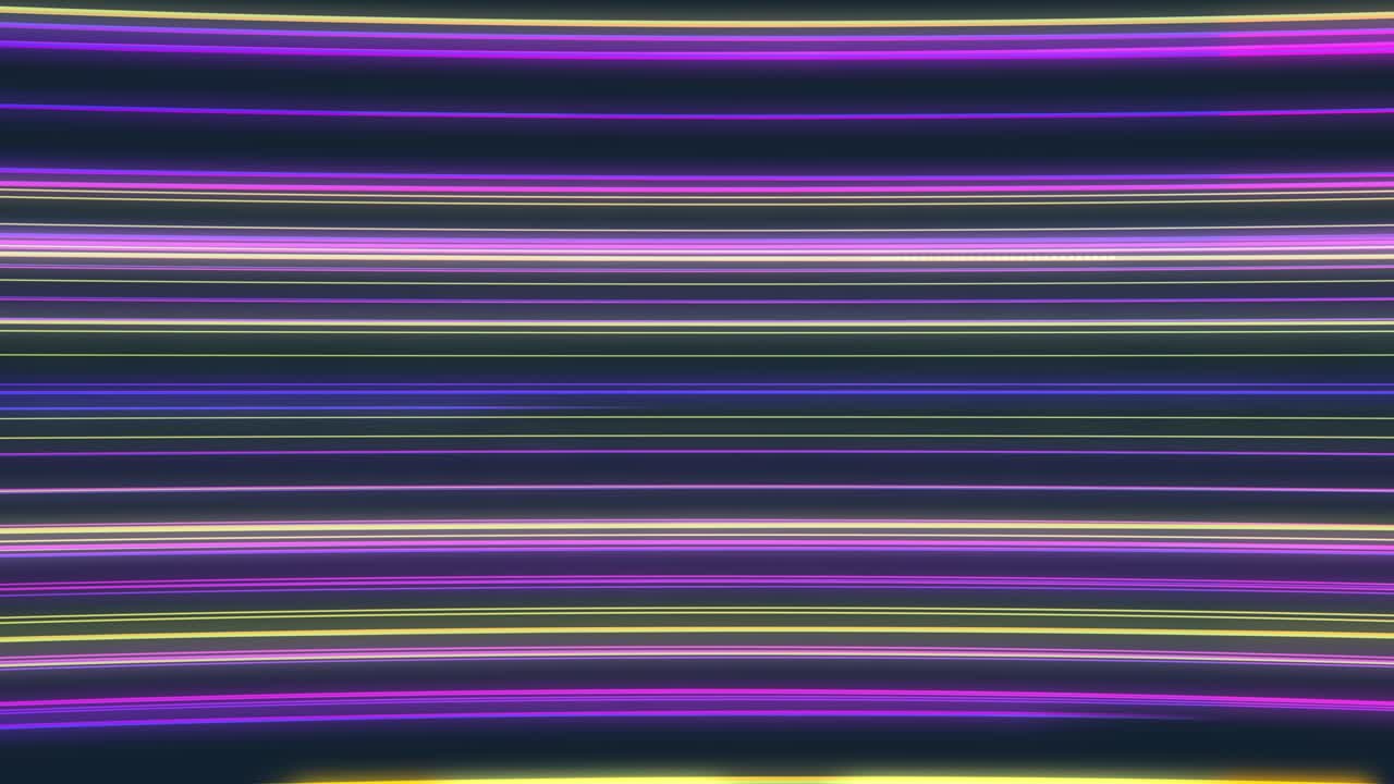 Seamless loop of 2D animation of glowing horizontal lines streaming across the screen. Deep blues and vibrant purples make this a great seamless loop abstract background