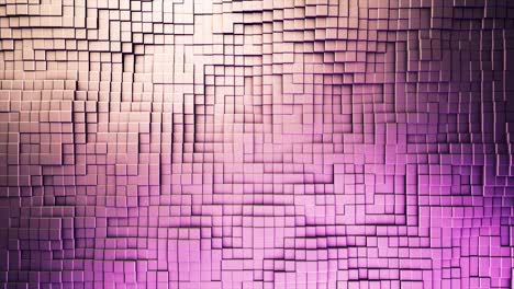 vista superior del gradiente geométrico fondo rosa y blanco de pequeños cubos en movimiento, bucle sin costuras. animación. cubos coloridos en 3d formando ondas